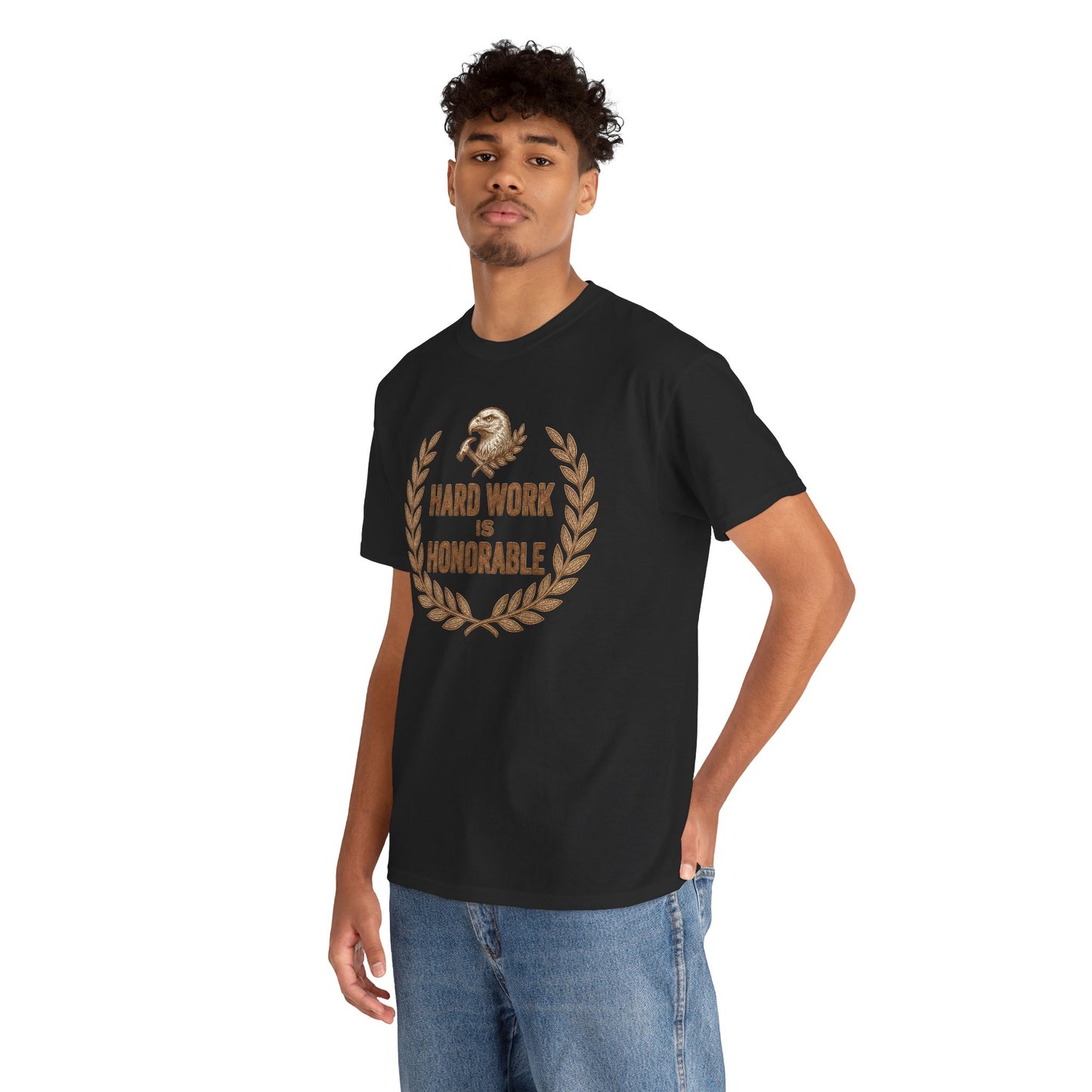 Hard Work Is Honorable T-Shirt — Motivational Eagle Laurel Tee