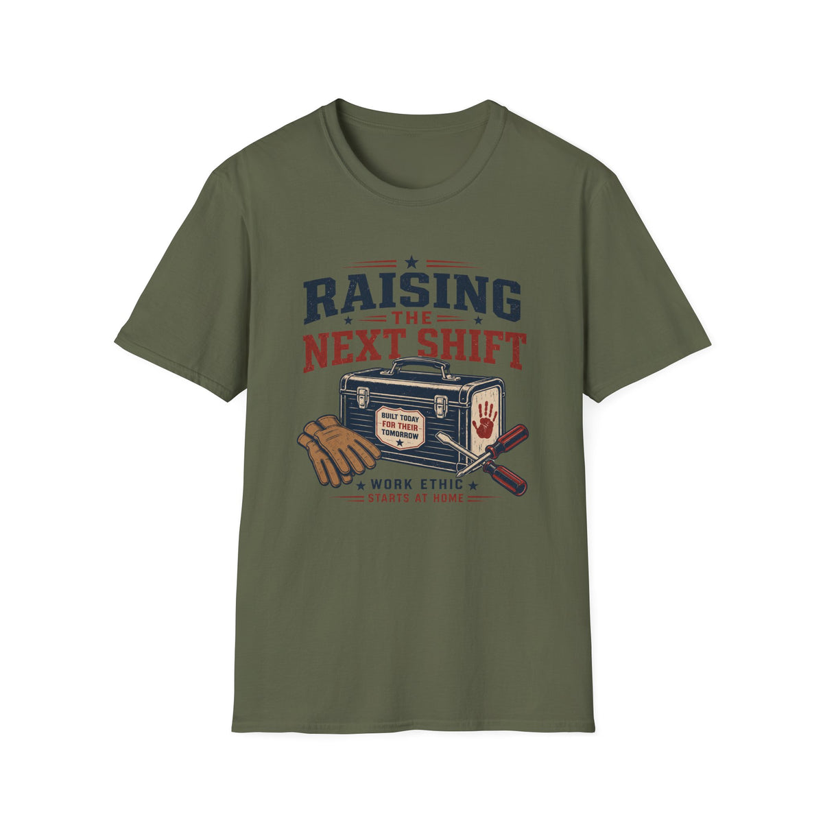 Raising the Next Shift T-Shirt — Retro Mechanic/Garage Dad Tee