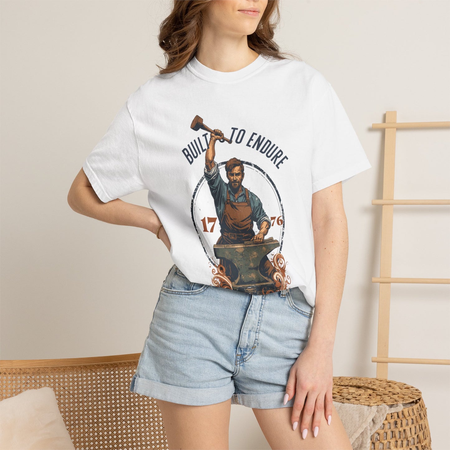 Built to Endure Blacksmith T-Shirt — 1776 Patriotic Vintage Anvil Design