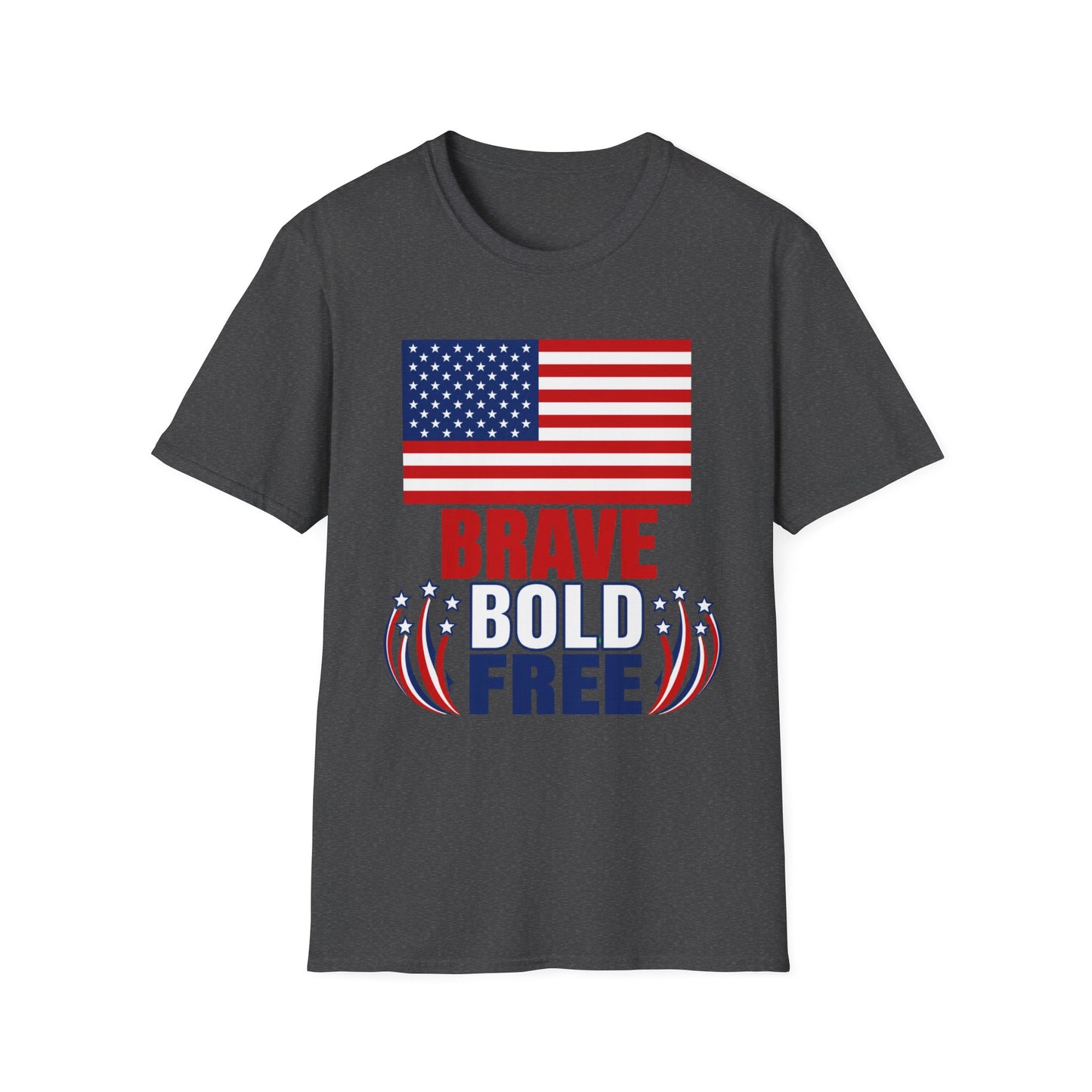Brave Bold Free American Flag T-Shirt — Lightweight DTG Printed Patriotic Tee