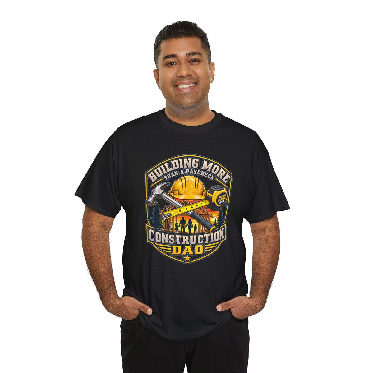 Construction Dad T-Shirt – "Building More, Harder, Faster" Graphic Tee for Father’s Day