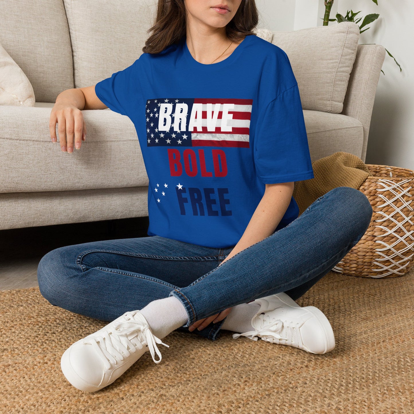 Brave Bold Free American Flag T-Shirt