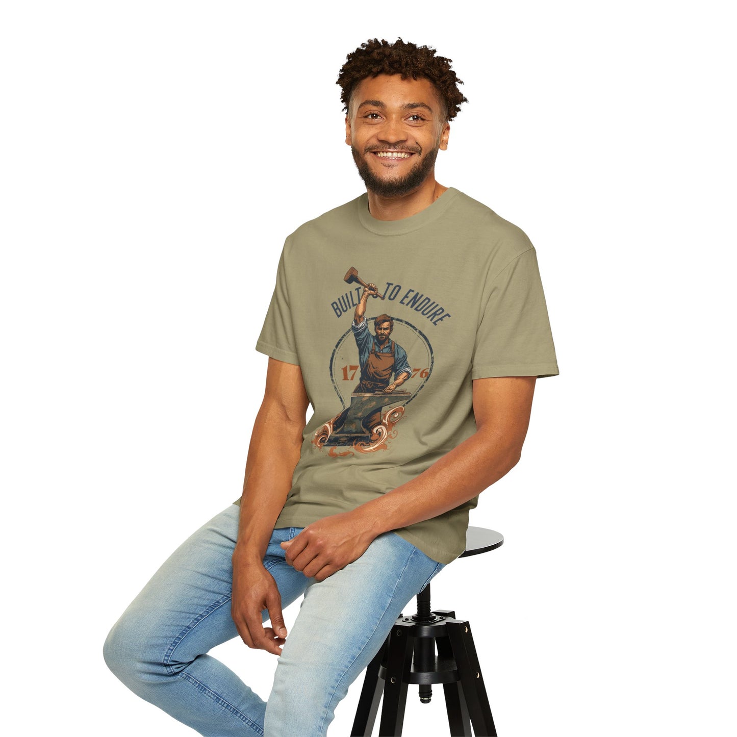 Built to Endure Blacksmith T-Shirt — 1776 Patriotic Vintage Anvil Design