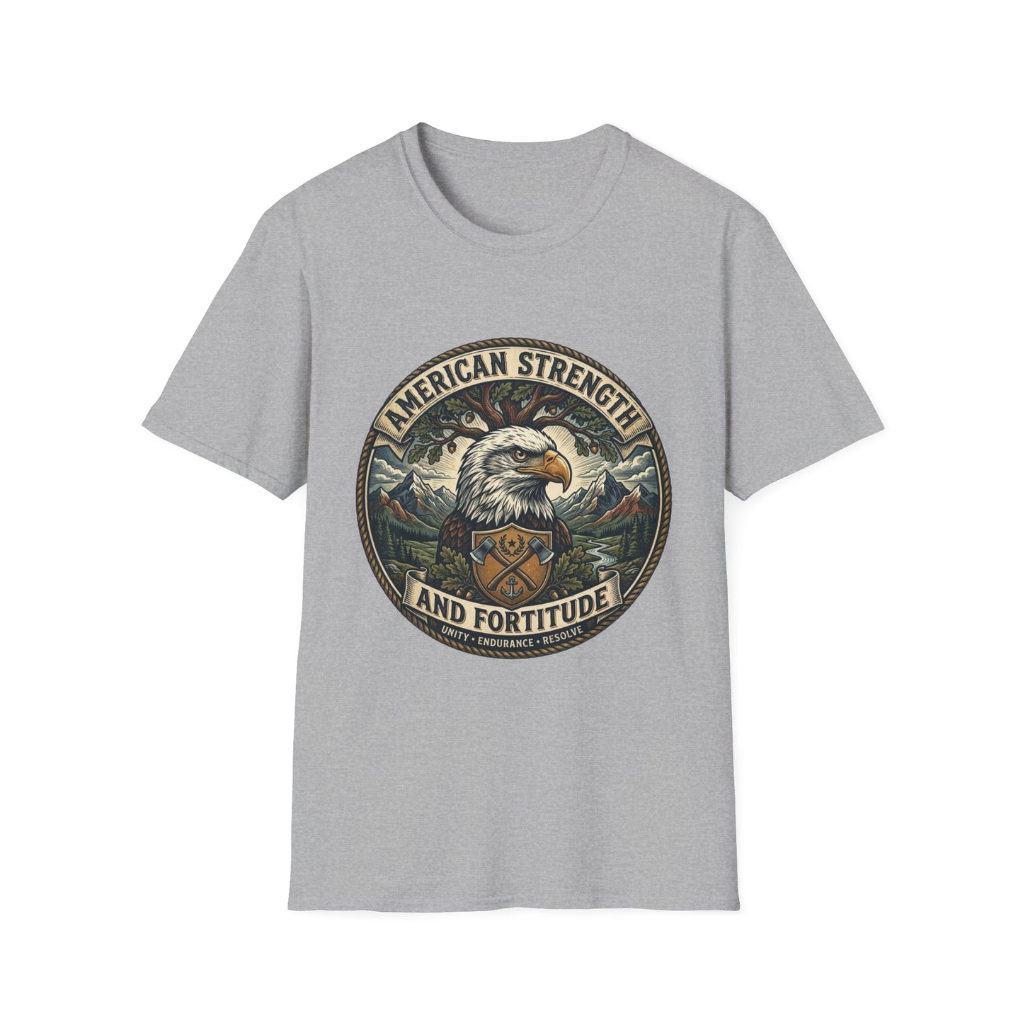 American Strength Eagle T‑Shirt — Patriotic 'American Strength and Fortitude' Graphic Tee