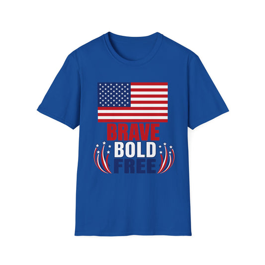 Brave Bold Free American Flag T-Shirt — Lightweight DTG Printed Patriotic Tee