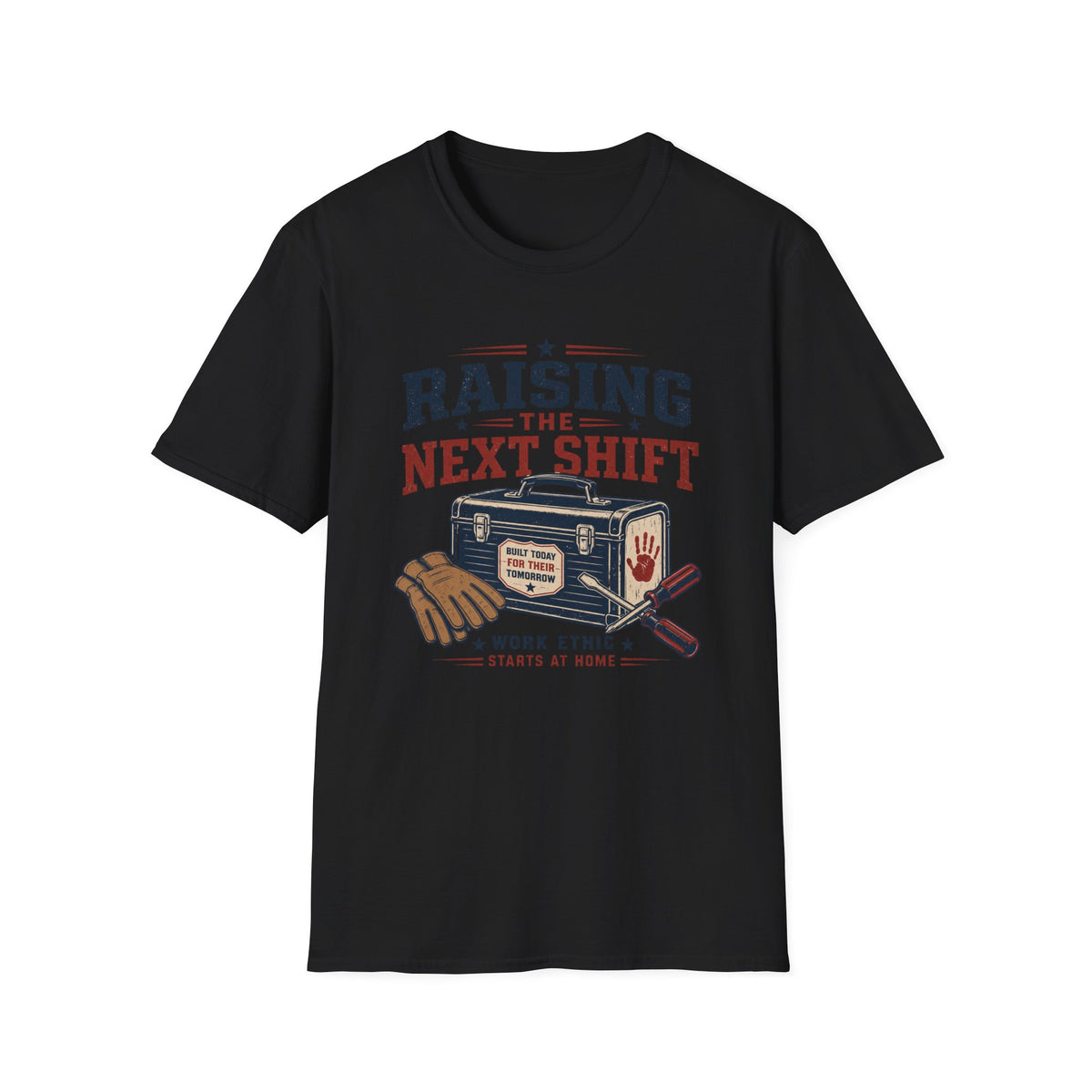 Raising the Next Shift T-Shirt — Retro Mechanic/Garage Dad Tee