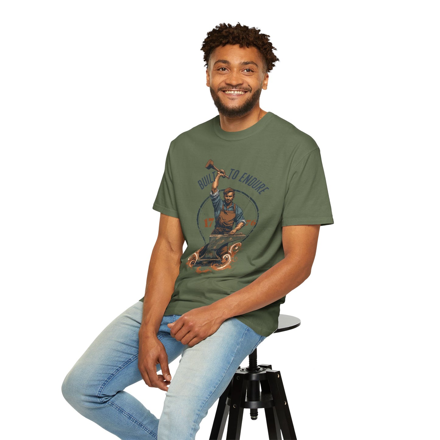 Built to Endure Blacksmith T-Shirt — 1776 Patriotic Vintage Anvil Design