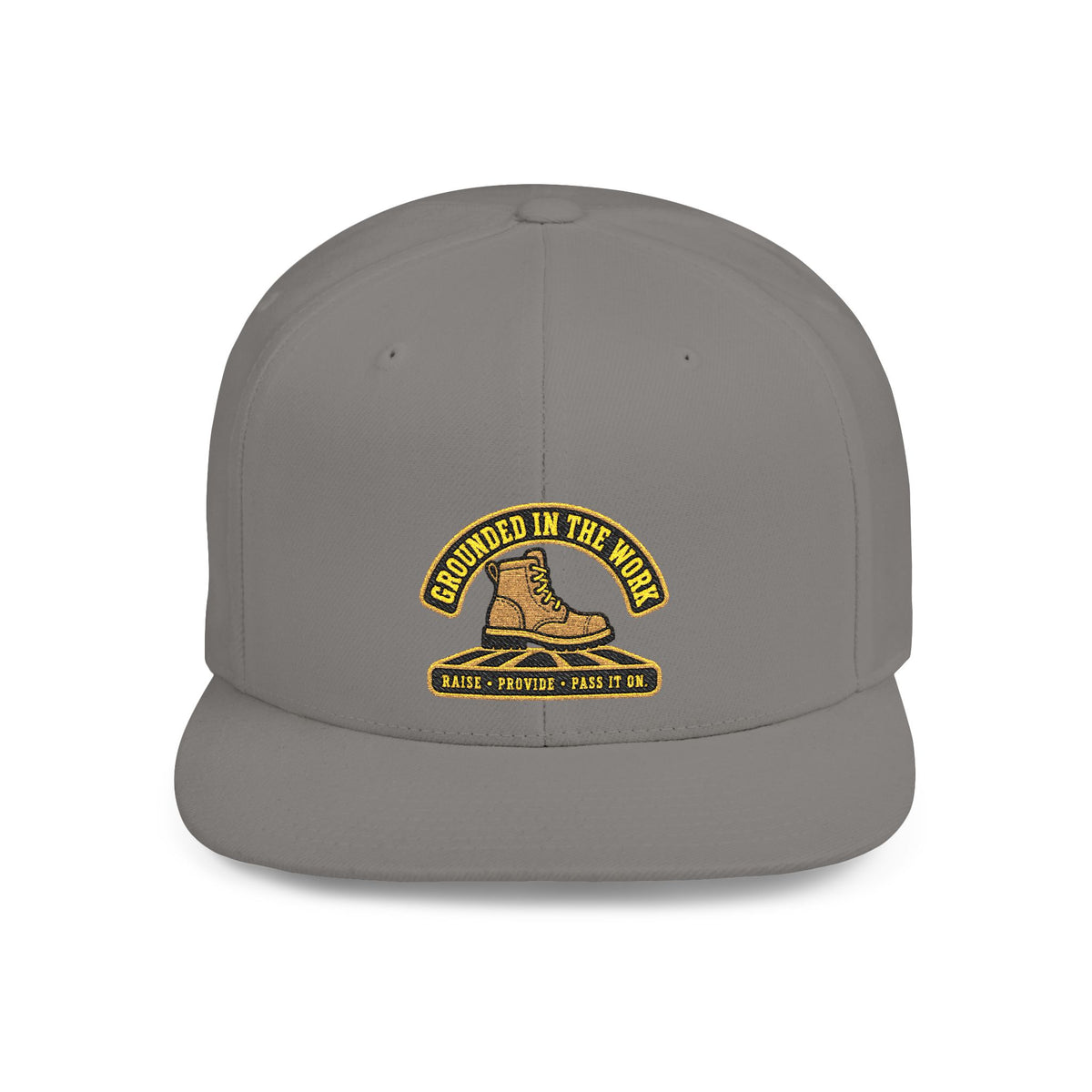 Snapback Hat — “Grounded in the Soil” Embroidered Work Boot Logo