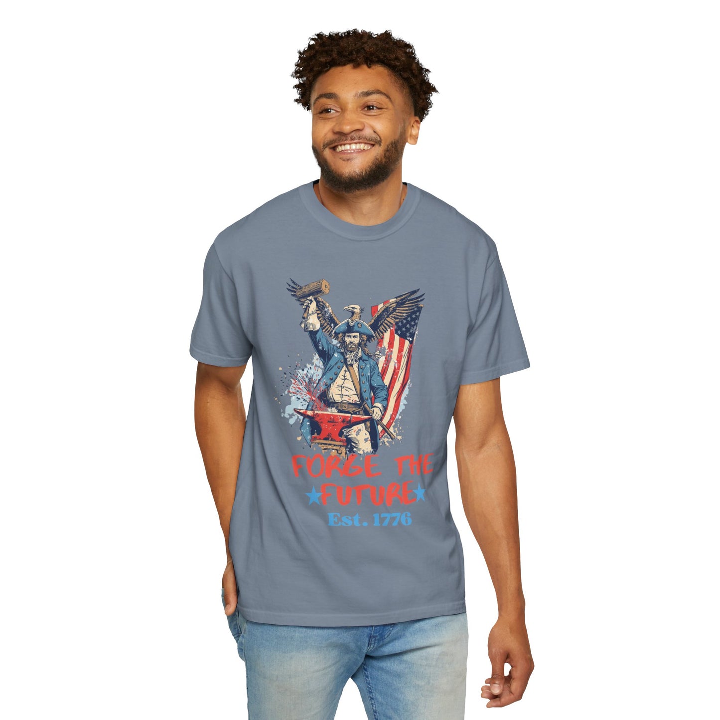 Forge the Future T-Shirt — Patriotic American Revolutionary Graphic Tee (Est. 1776)