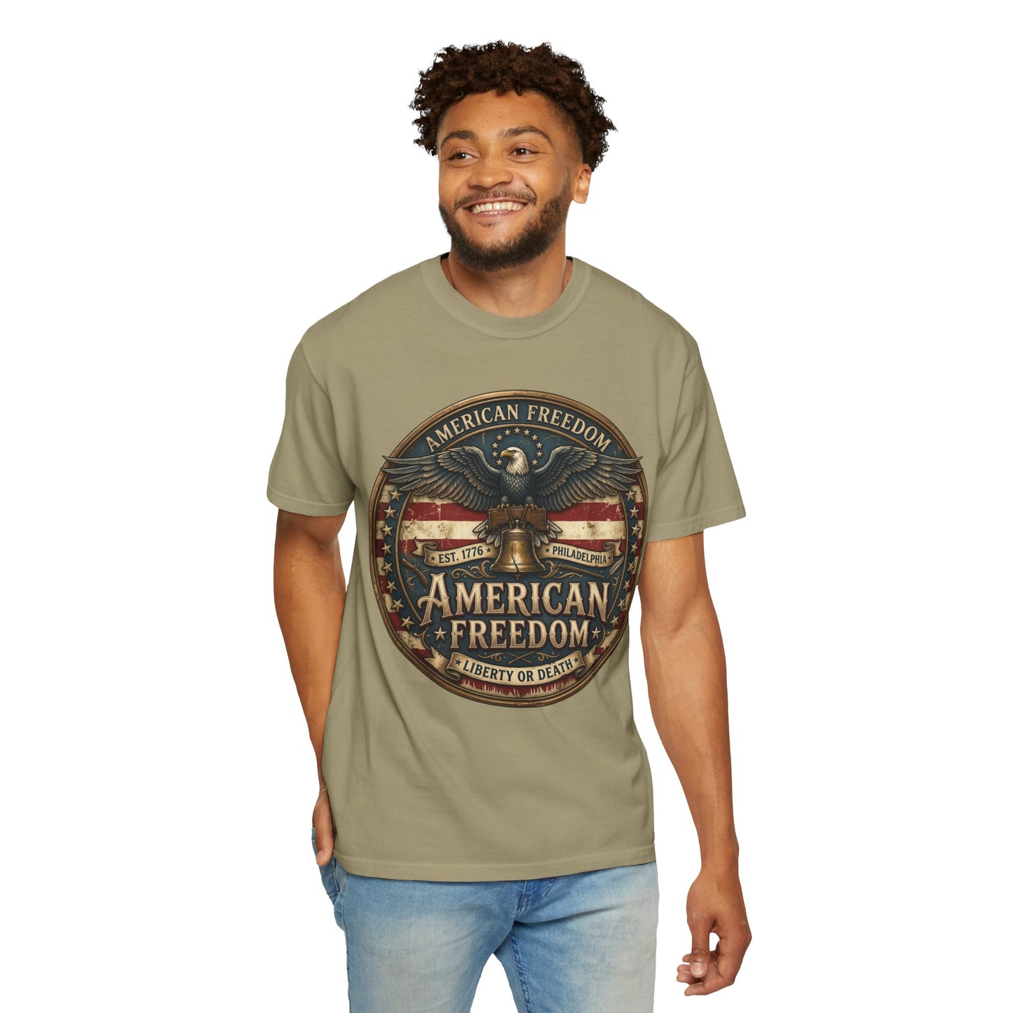 American Freedom T-Shirt — Patriotic Eagle 'Liberty or Death' Graphic