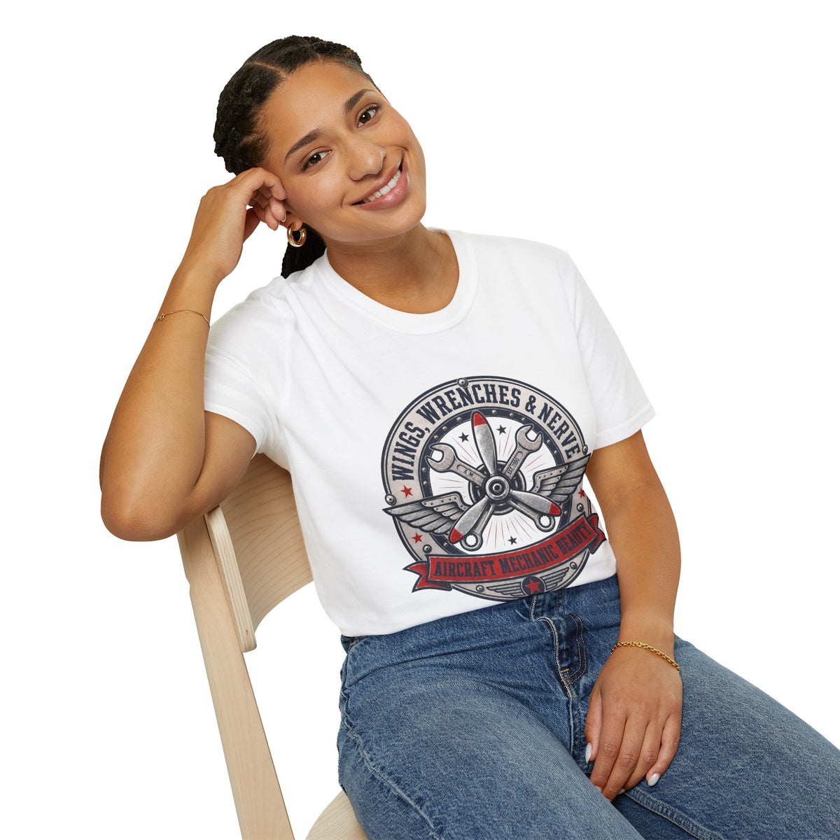 Mechanic Aviation T‑Shirt — "Wings, Wrenches & Nerve" Vintage Aircraft Crew Tee