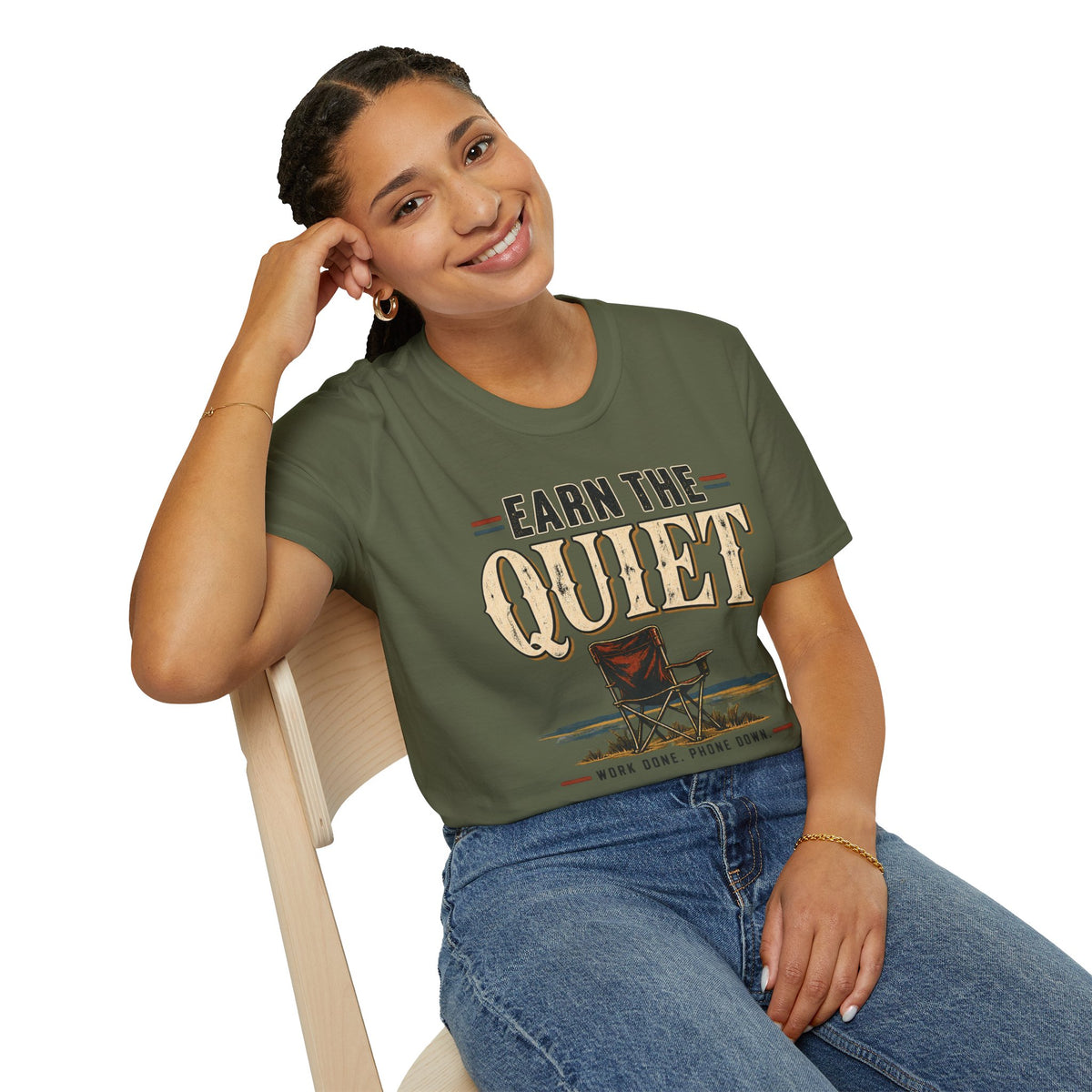 Earn The Quiet T-Shirt — Rustic Fishing & Outdoor Relaxation Tee