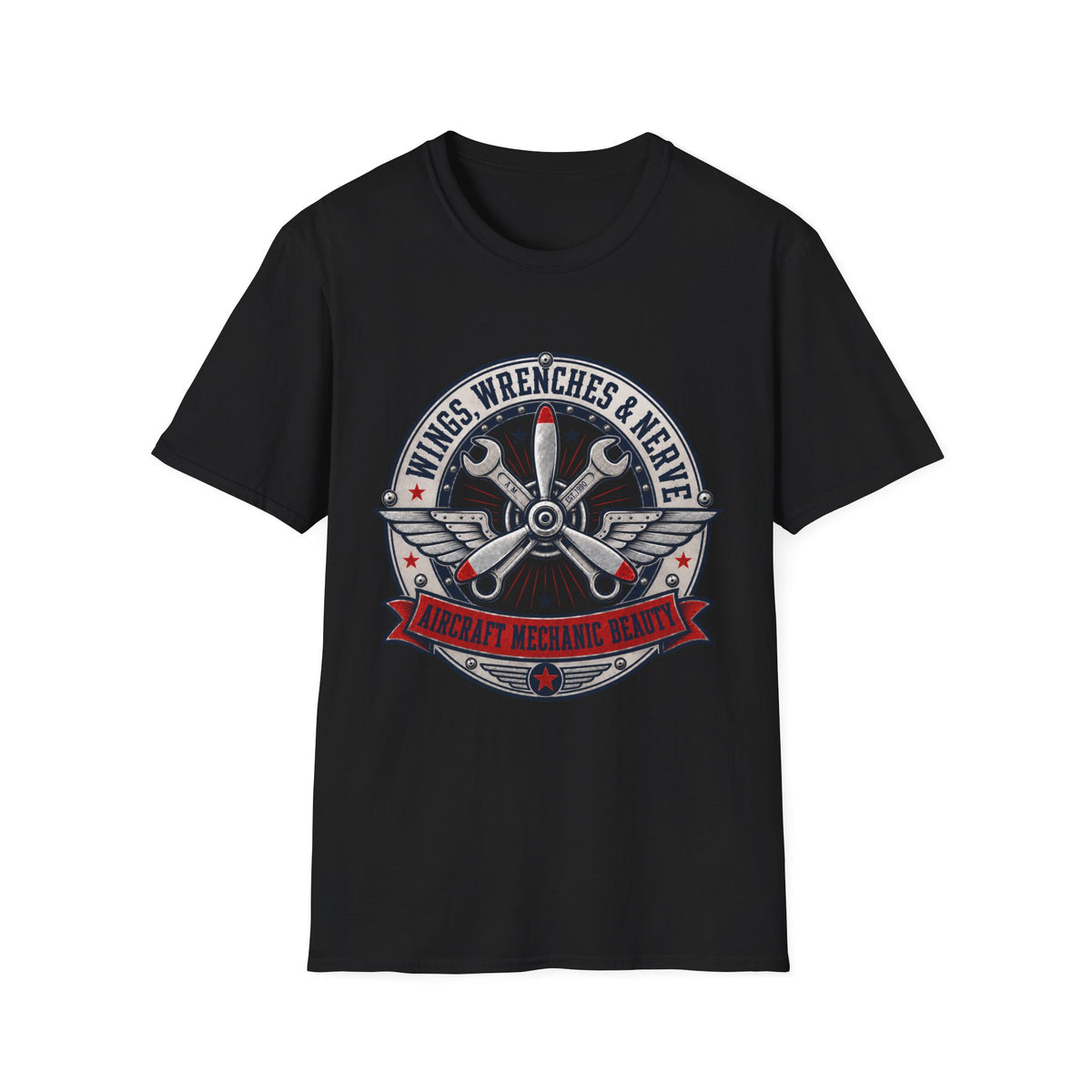 Mechanic Aviation T‑Shirt — "Wings, Wrenches & Nerve" Vintage Aircraft Crew Tee