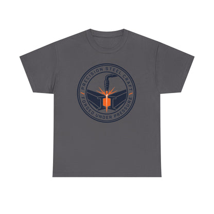 Steel Craft Logo T-Shirt — "Precision Steel Craft: Forged Under Pressure" Graphic Tee