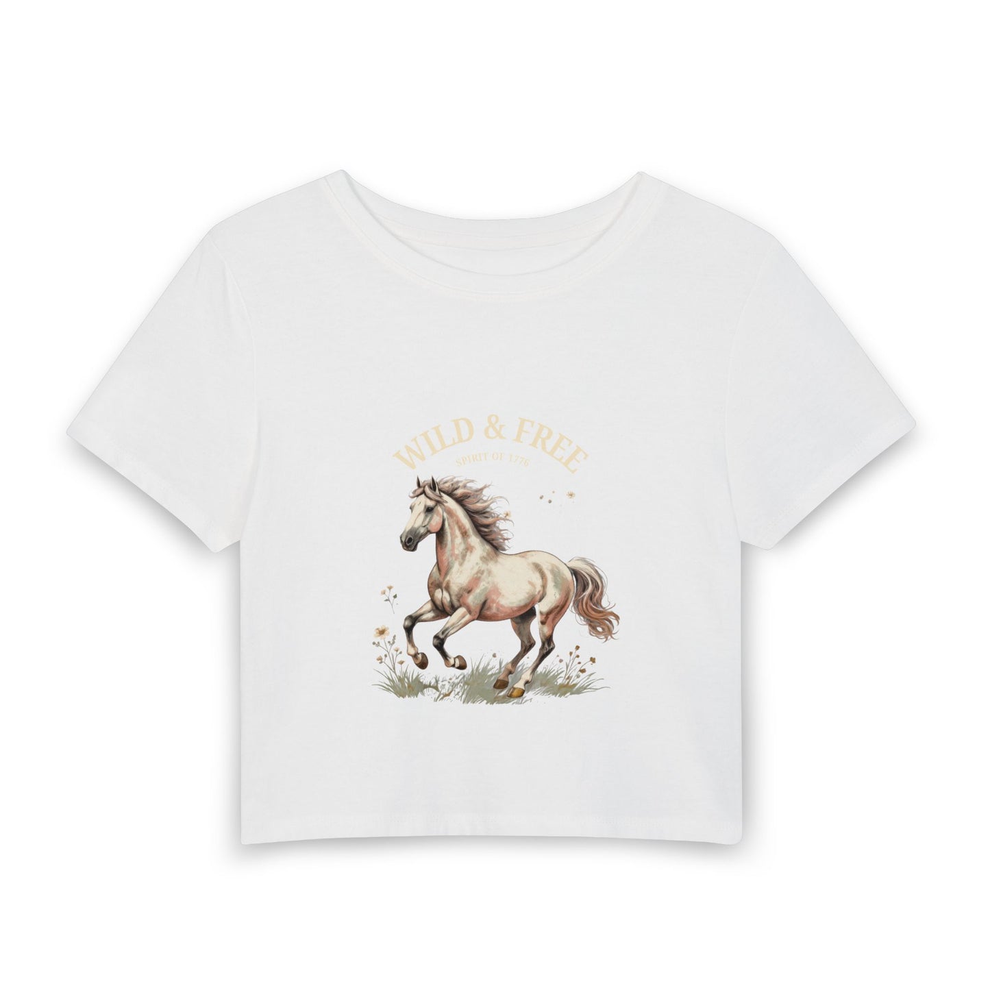 Wild & Free Horse Baby Tee — Women's Cropped Graphic Tee