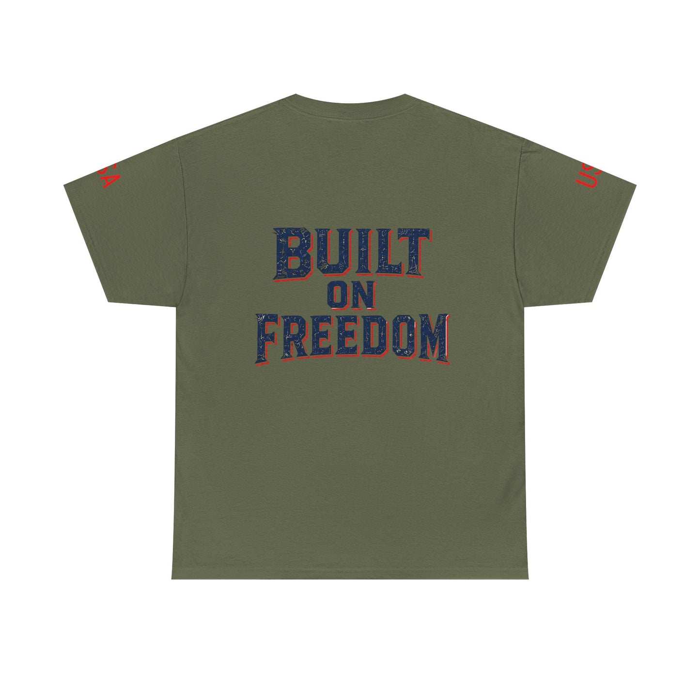 Patriotic Union Forge Tee — "Built on Freedom" USA Graphic T-Shirt