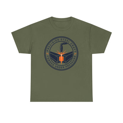 Steel Craft Logo T-Shirt — "Precision Steel Craft: Forged Under Pressure" Graphic Tee