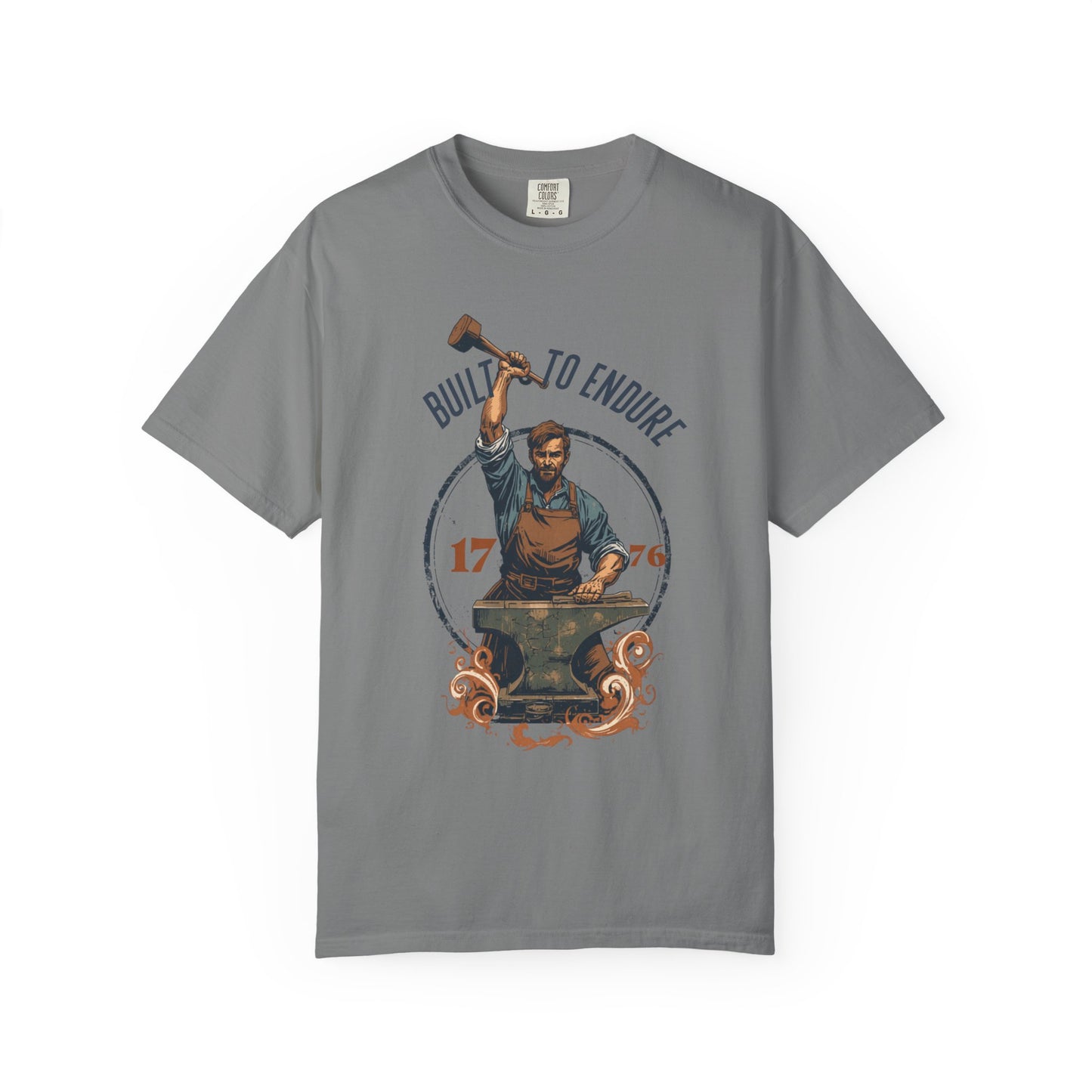 Built to Endure Blacksmith T-Shirt — 1776 Patriotic Vintage Anvil Design