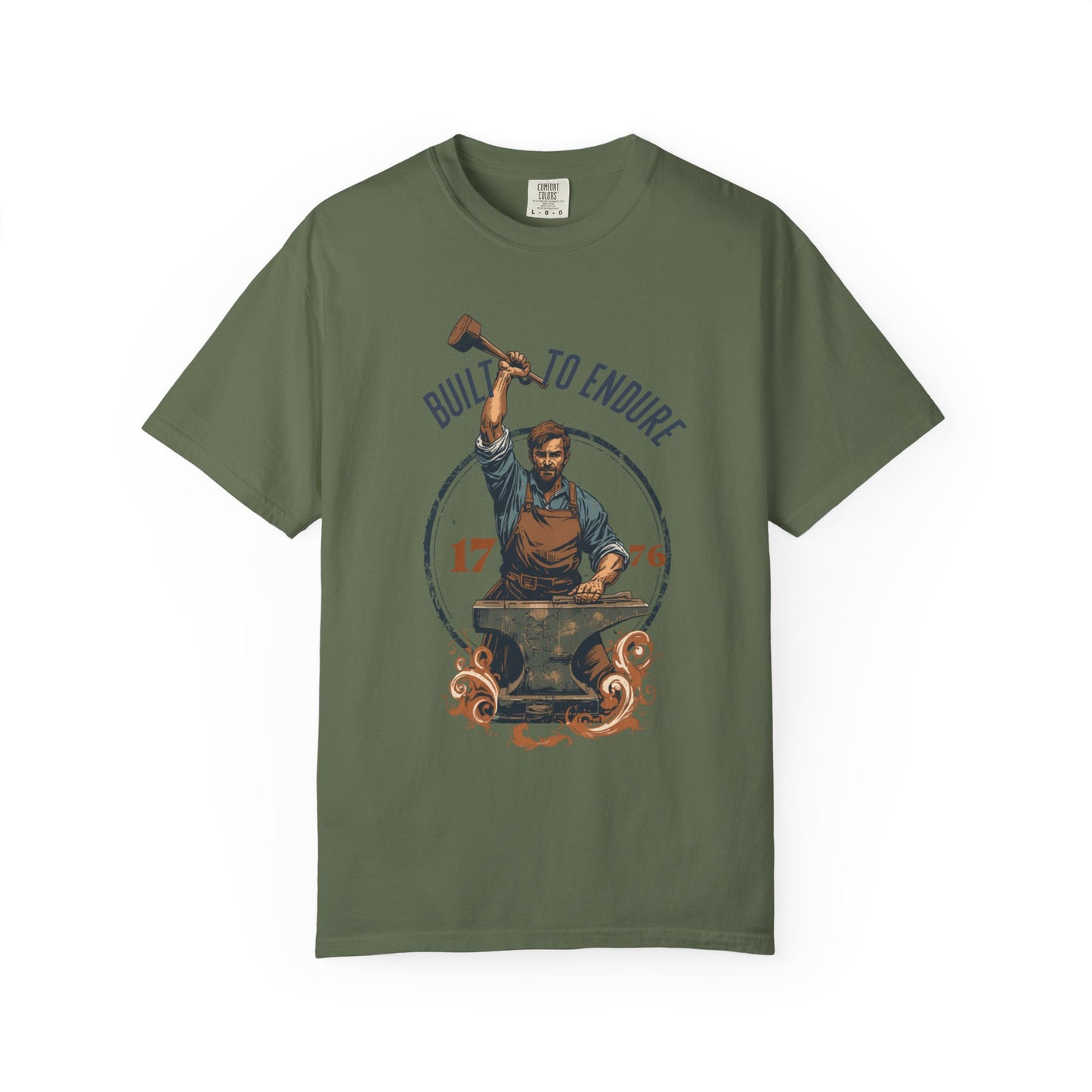 Built to Endure Blacksmith T-Shirt — 1776 Patriotic Vintage Anvil Design