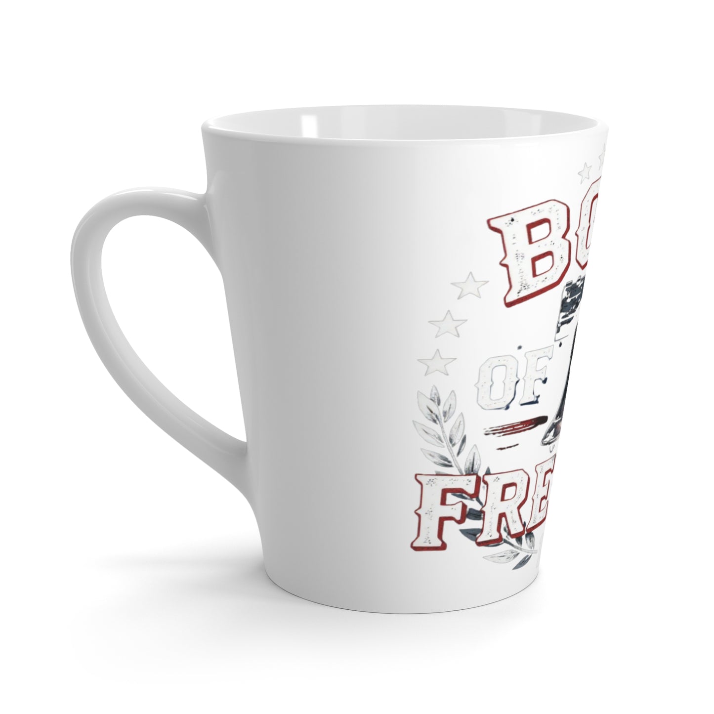 Latte Mug — "Born of Freedom" Liberty Bell Patriotic Coffee Cup
