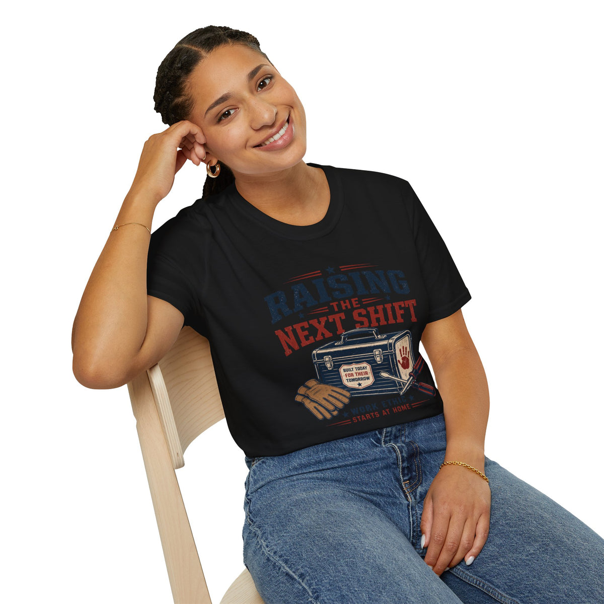 Raising the Next Shift T-Shirt — Retro Mechanic/Garage Dad Tee