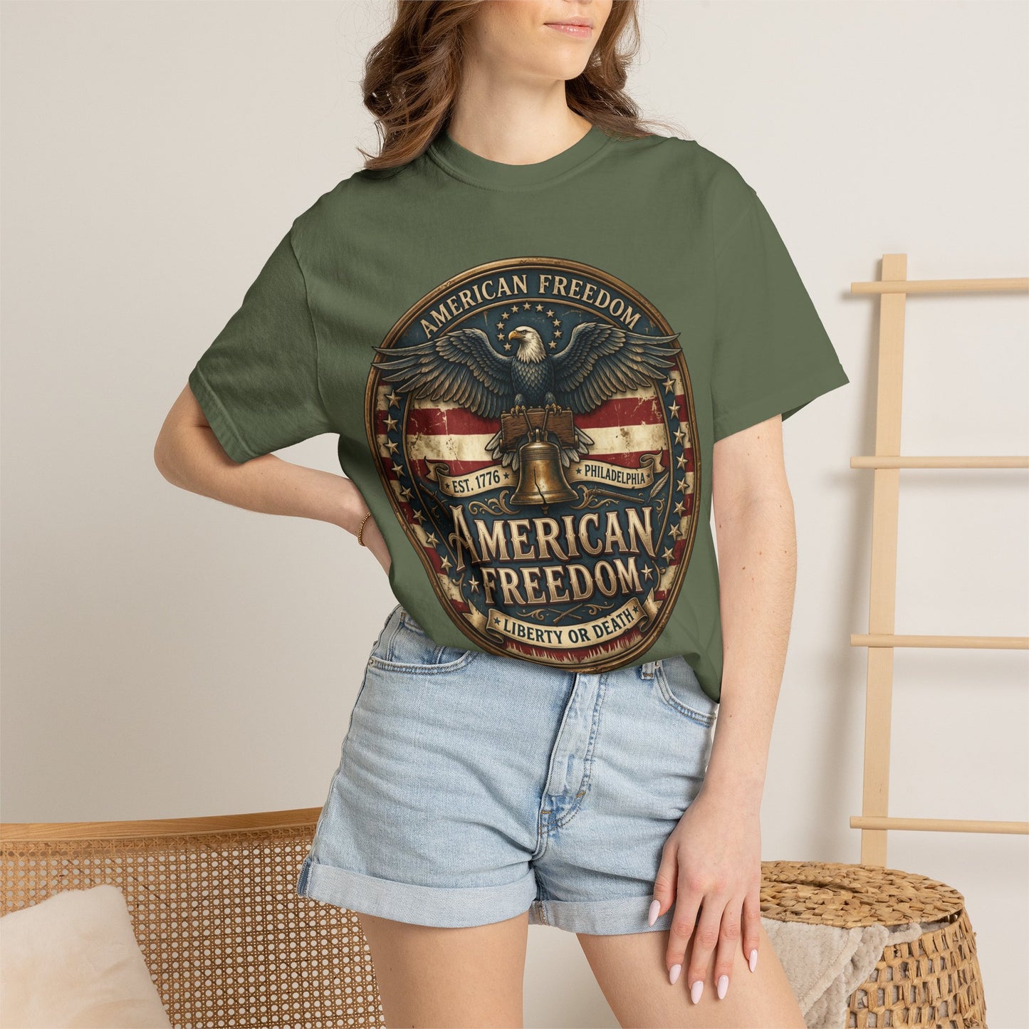 American Freedom T-Shirt — Patriotic Eagle 'Liberty or Death' Graphic