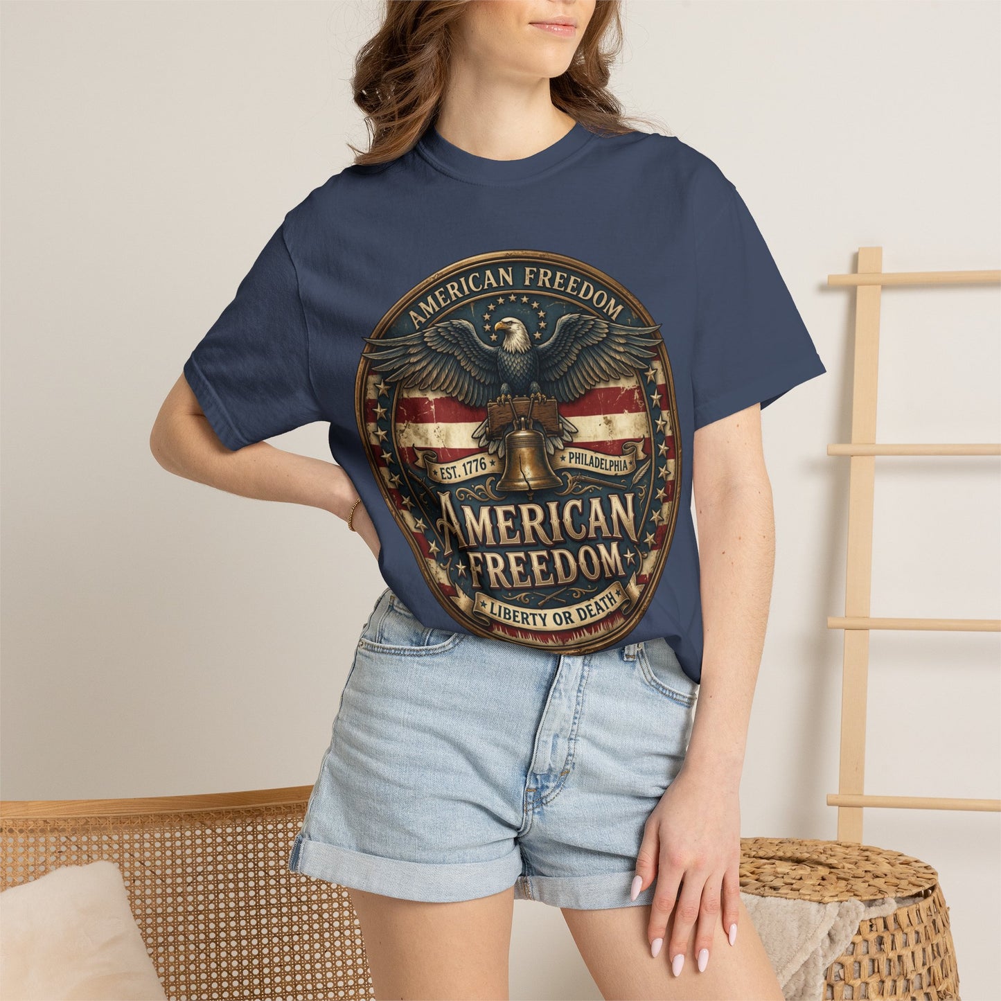 American Freedom T-Shirt — Patriotic Eagle 'Liberty or Death' Graphic