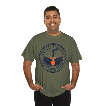 Steel Craft Logo T-Shirt — "Precision Steel Craft: Forged Under Pressure" Graphic Tee