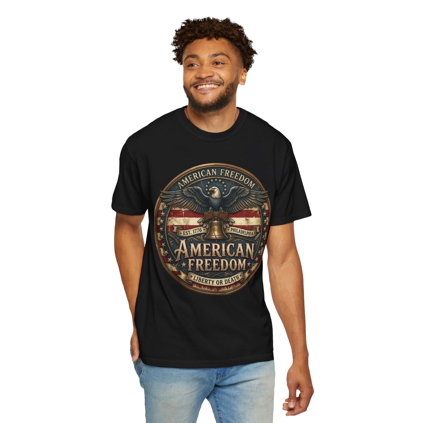 American Freedom T-Shirt — Patriotic Eagle 'Liberty or Death' Graphic