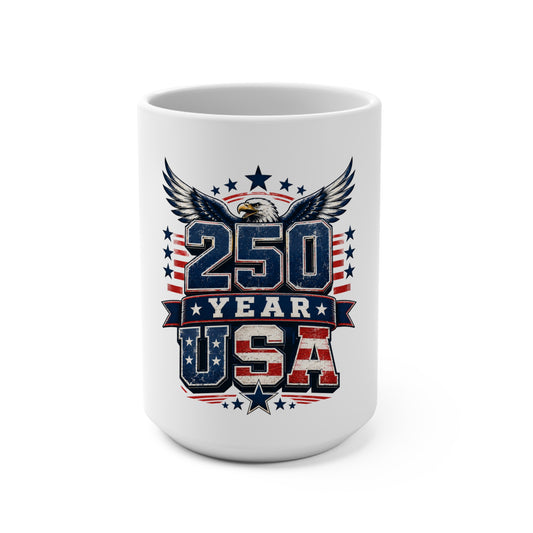250 Year USA Mug — Patriotic Eagle Coffee Cup for Independence Day & Veteran Gifts