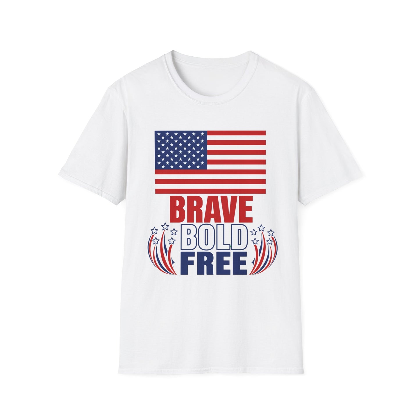 Brave Bold Free American Flag T-Shirt — Lightweight DTG Printed Patriotic Tee
