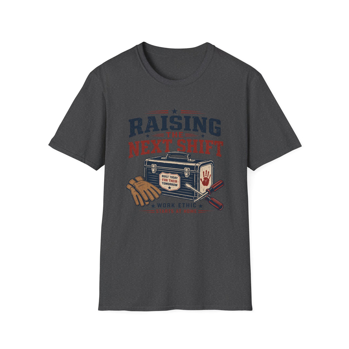 Raising the Next Shift T-Shirt — Retro Mechanic/Garage Dad Tee