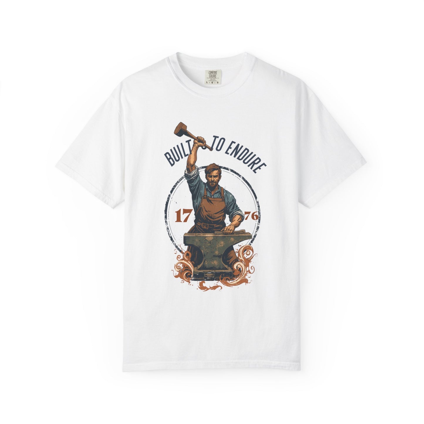 Built to Endure Blacksmith T-Shirt — 1776 Patriotic Vintage Anvil Design