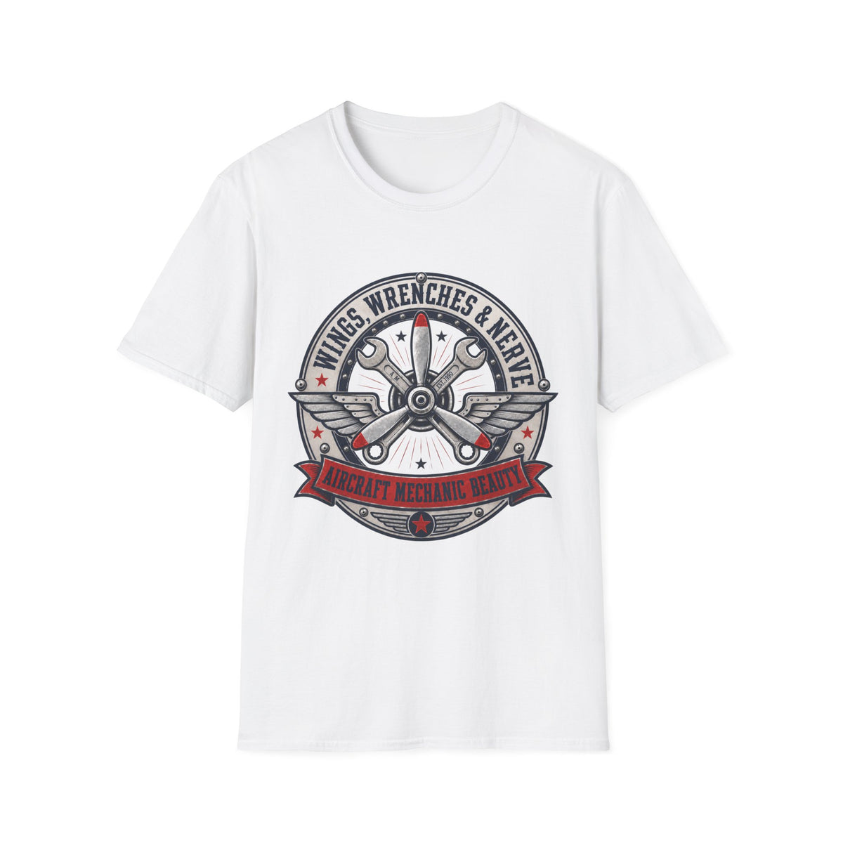 Mechanic Aviation T‑Shirt — "Wings, Wrenches & Nerve" Vintage Aircraft Crew Tee