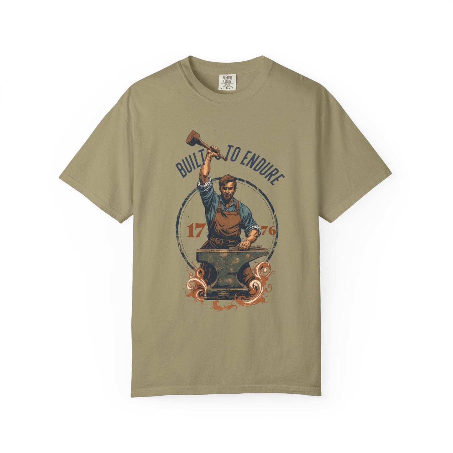 Built to Endure Blacksmith T-Shirt — 1776 Patriotic Vintage Anvil Design