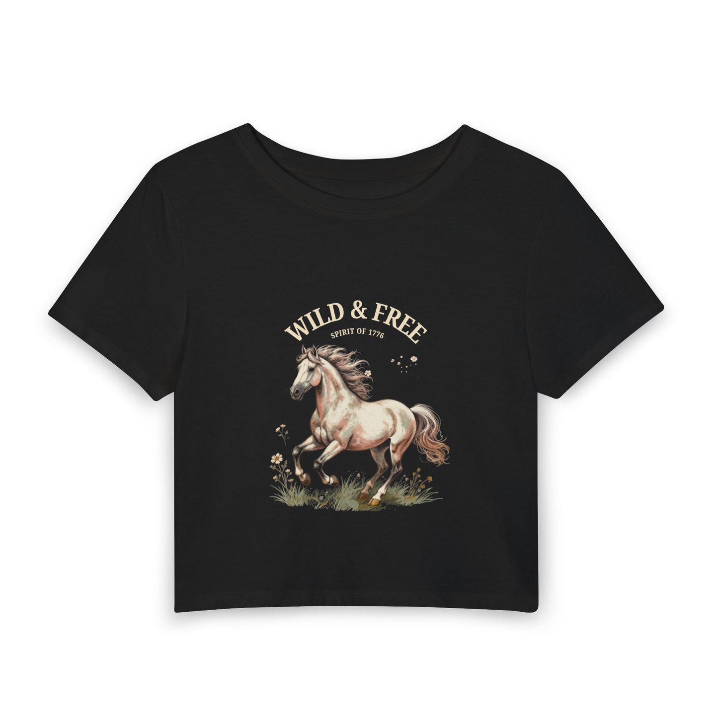 Wild & Free Horse Baby Tee — Women's Cropped Graphic Tee