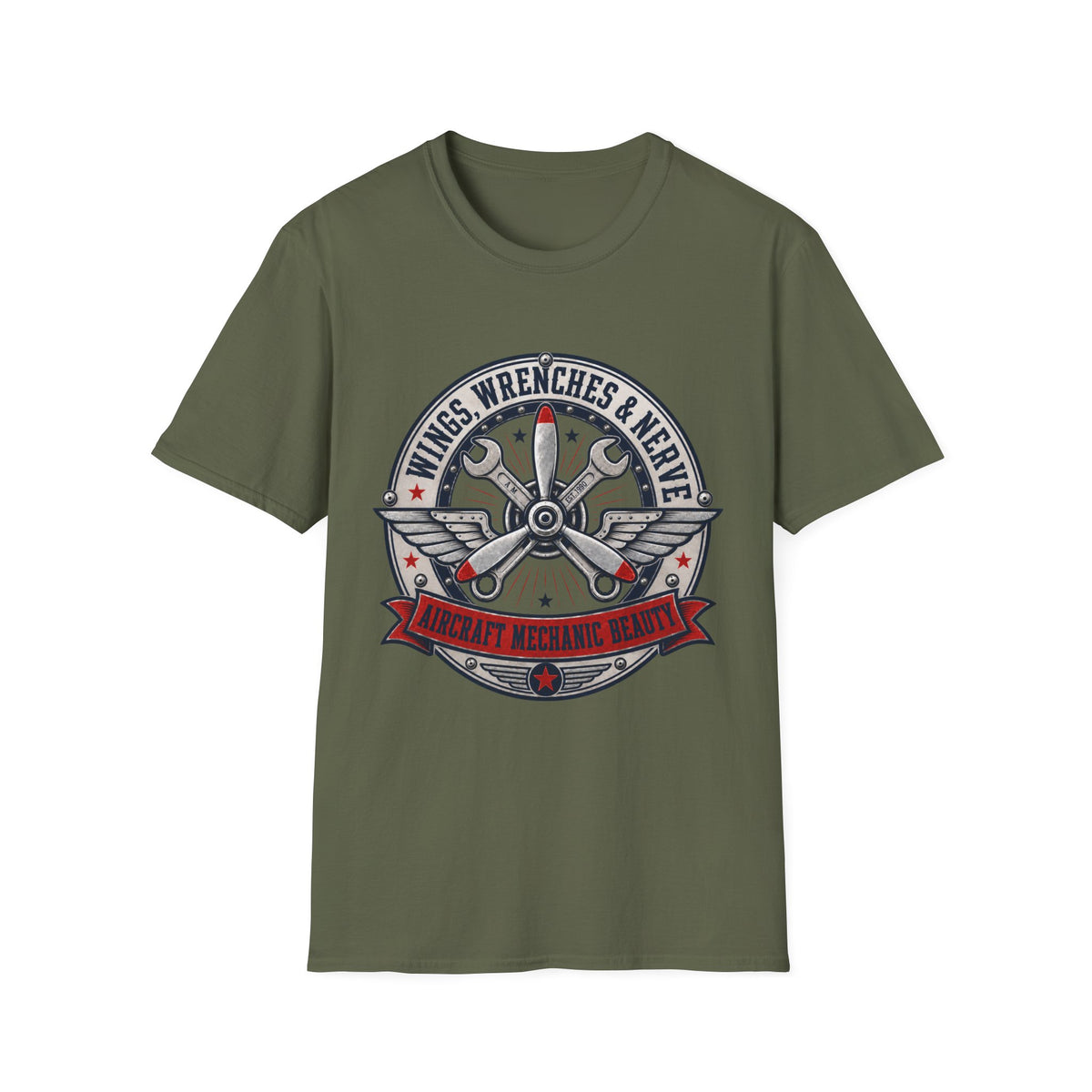 Mechanic Aviation T‑Shirt — "Wings, Wrenches & Nerve" Vintage Aircraft Crew Tee
